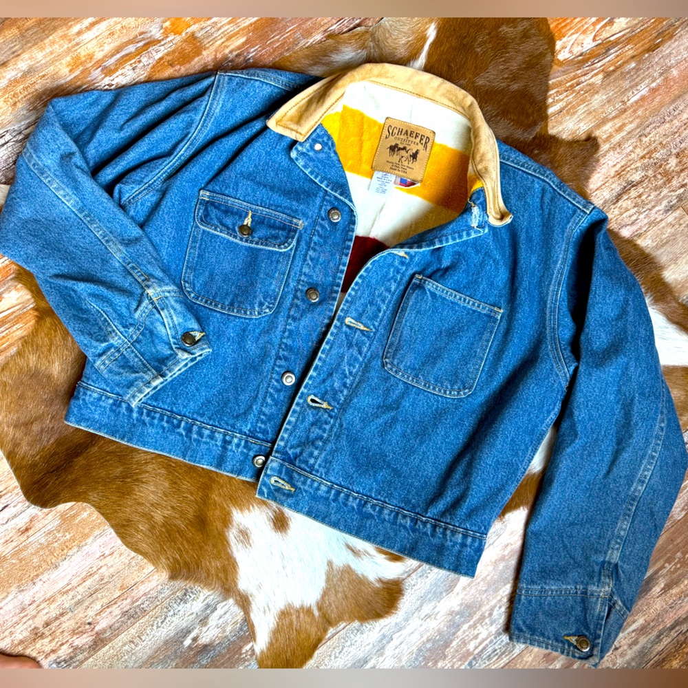 Schaefer - Denim Lined Jacket - Vintage Western - Large